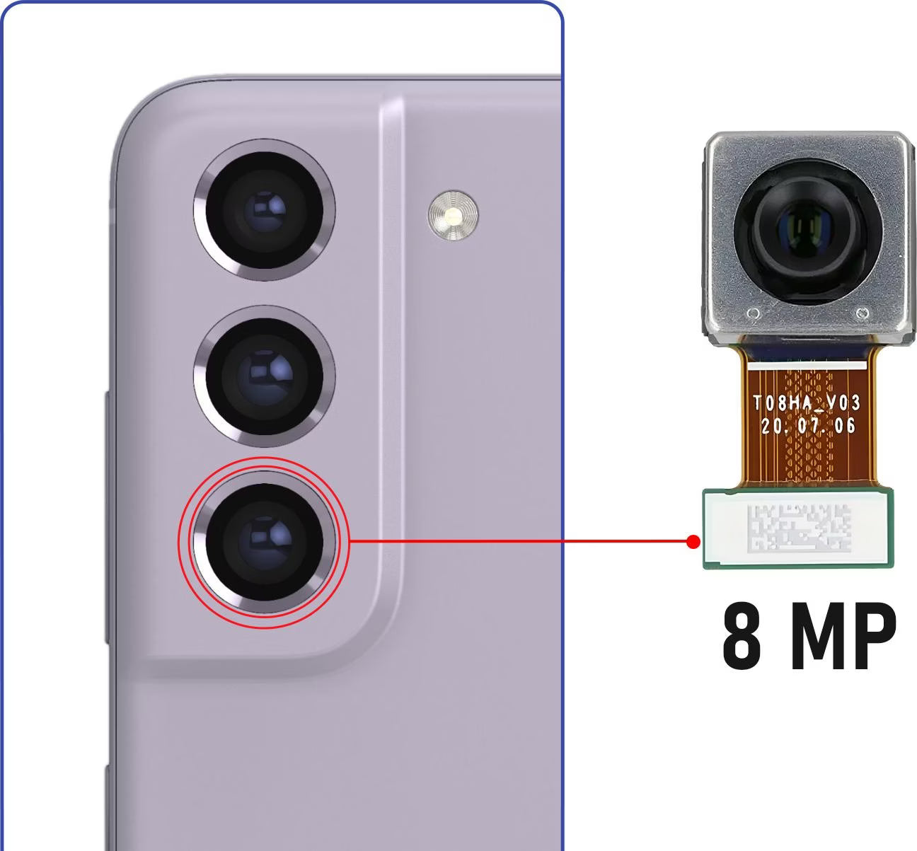  Samsung Mobile Galaxy S20 / S21 8MP Camera GH96-13895A