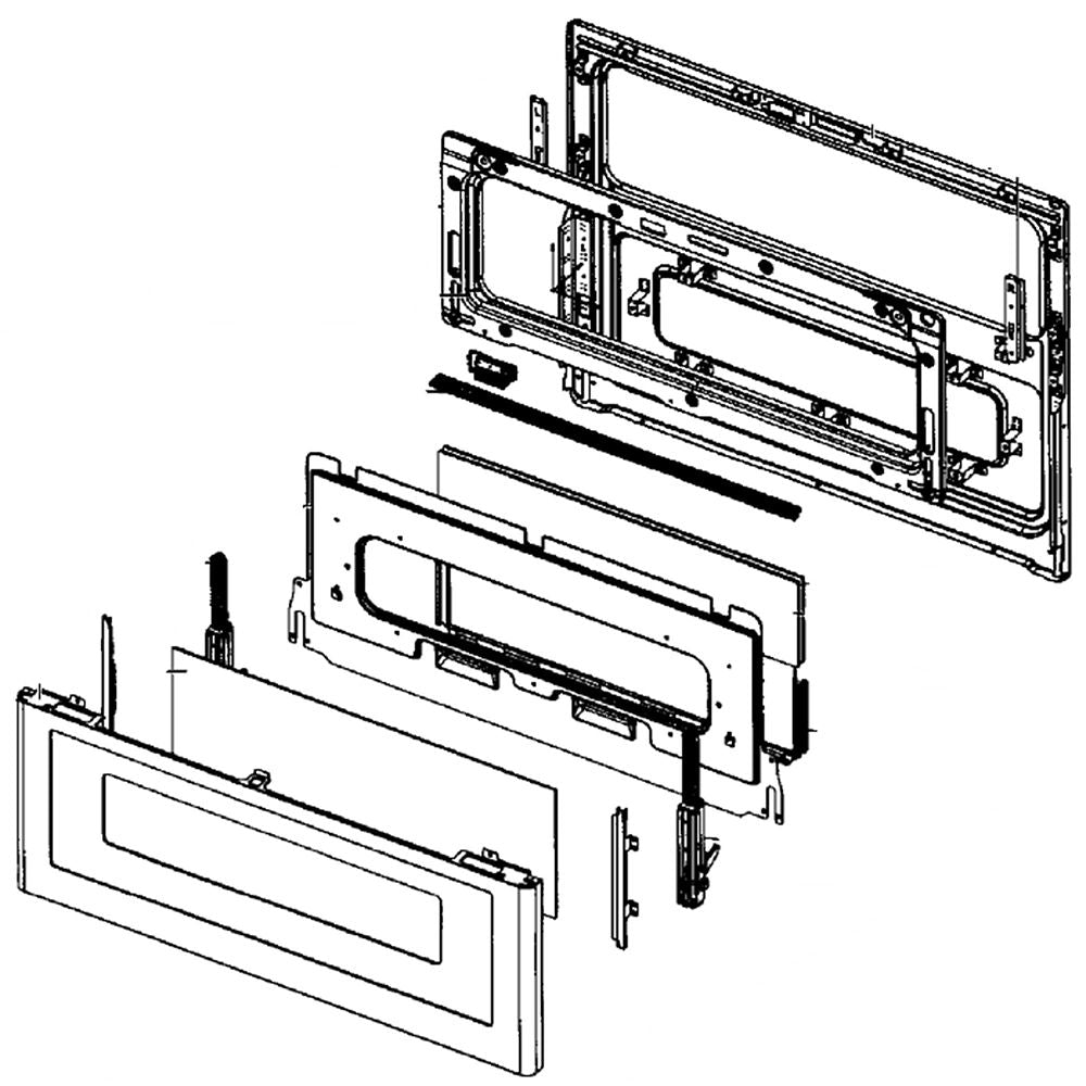 Samsung DG94-01275F Range Lower Oven Door Assembly