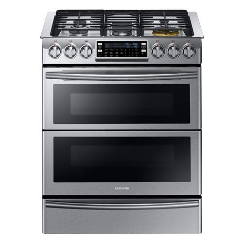 Samsung NY58J9850WS/AA 5.8 Cu. Ft. Double Oven Dual Fuel Convection Range
